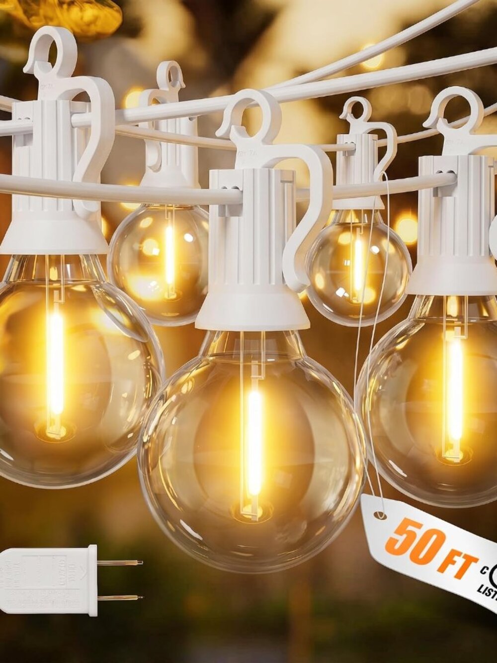 Outdoor String Lights, 50FT 25 LED Bulbs IP65 Waterproof Patio Lights